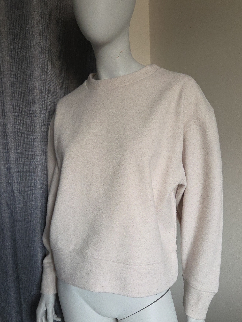 Mango Oversized Cropped Crewneck Sweater in Light Beige